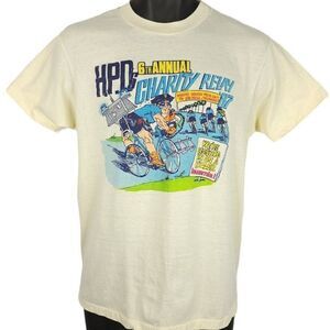 Houston Police Department Charity Relay T Shirt Vintage 80s 1987 Cycling 50/50 M